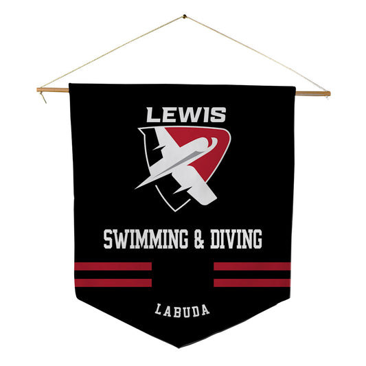 Lewis - NCAA Men's Swimming & Diving : Sebastian Labuda - Pennant - 18" x 21"-0