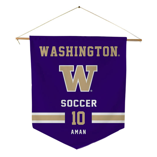 Washington - NCAA Men's Soccer : Richie Aman - Pennant - 18" x 21"-0