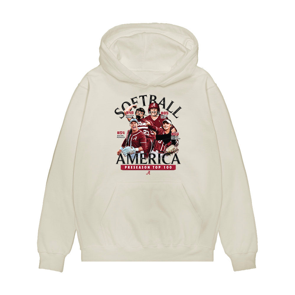 Alabama - NCAA Softball : - Preseason Top 100 Team Collage Premium Hooded Sweatshirt-0