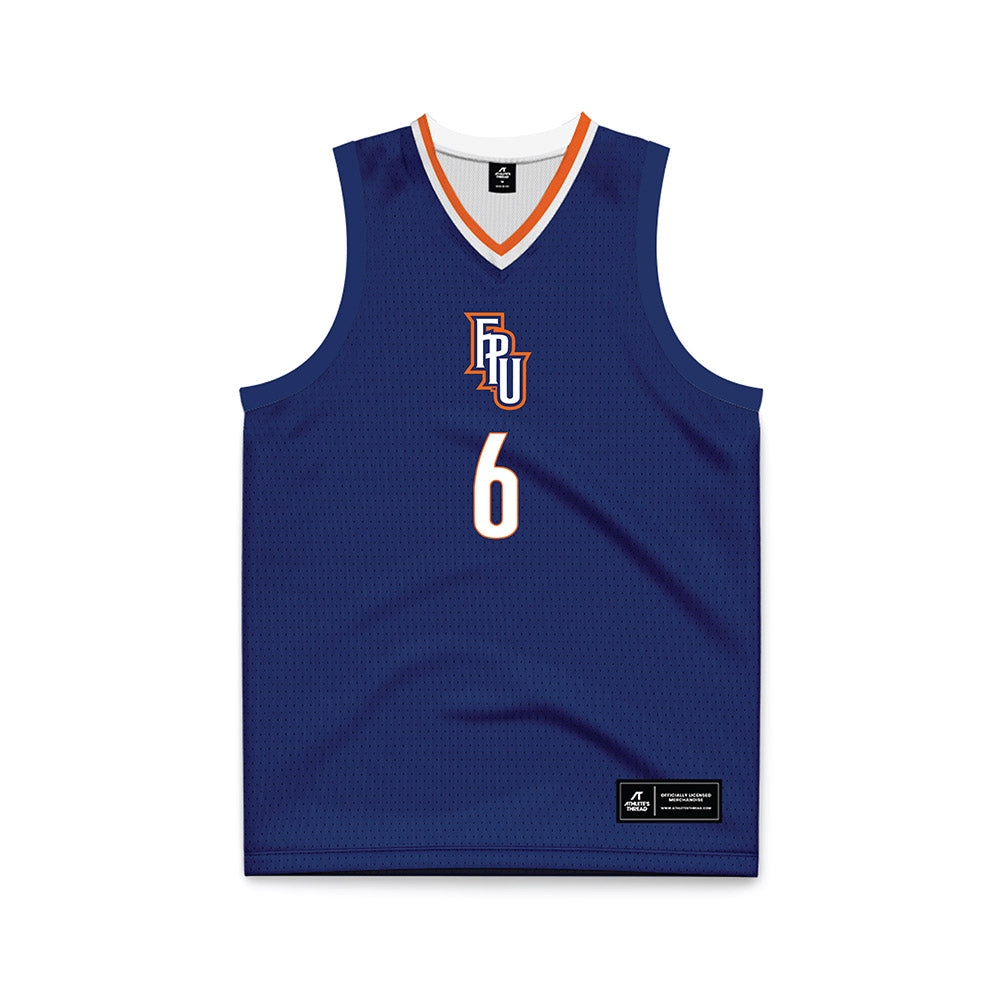 FPU - NCAA Men's Basketball : Malachi Ficher - Navy Basketball Jersey-0