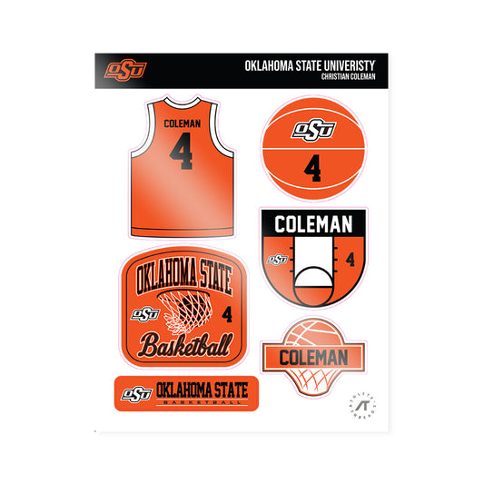 Oklahoma State - NCAA Men's Basketball : Christian Coleman - Sticker Sheet-0
