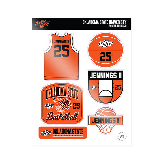 Oklahoma State - NCAA Men's Basketball : Robert Jennings II - Sticker Sheet-0