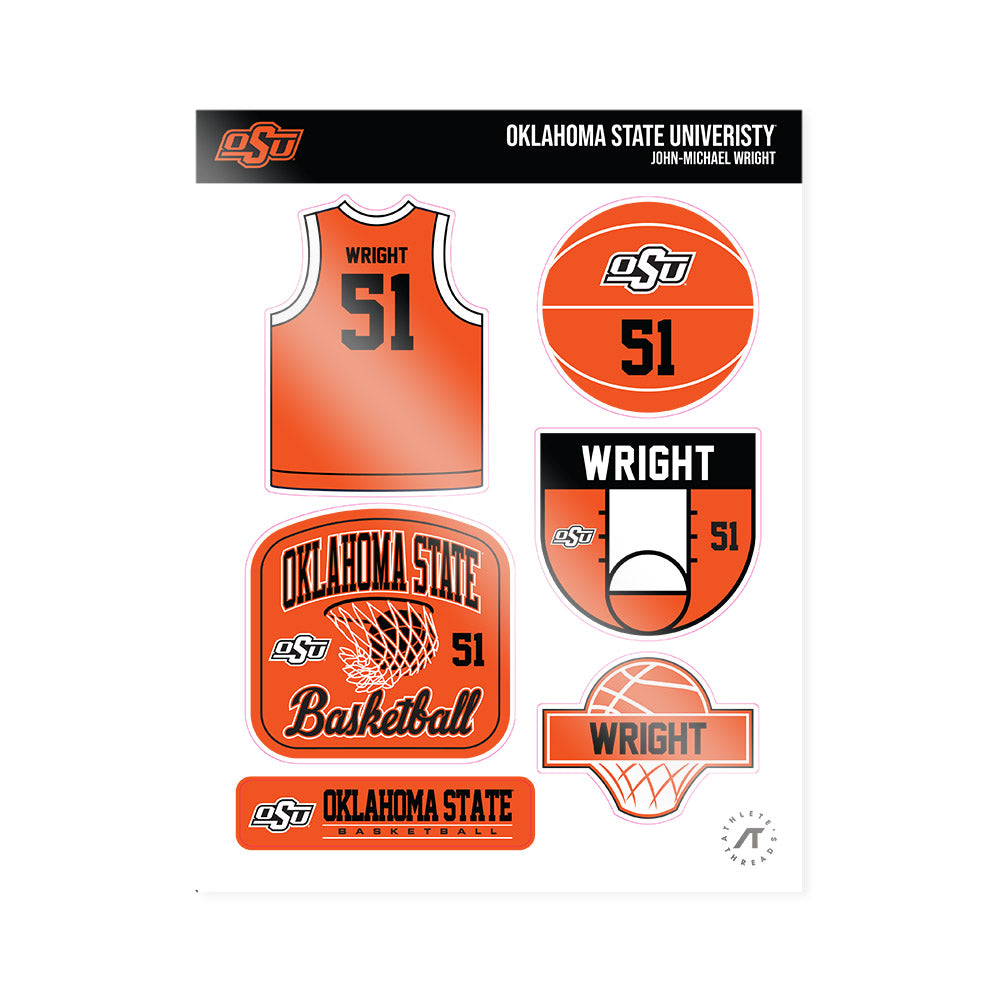 Oklahoma State - NCAA Men's Basketball : John-Michael Wright - Sticker Sheet-0