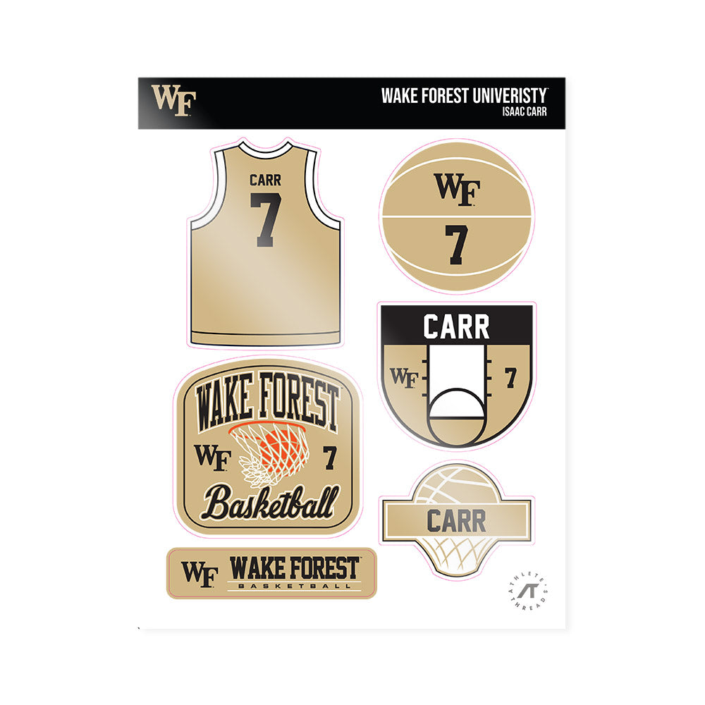 Wake Forest - NCAA Men's Basketball : Isaac Carr - Sticker Sheet-0