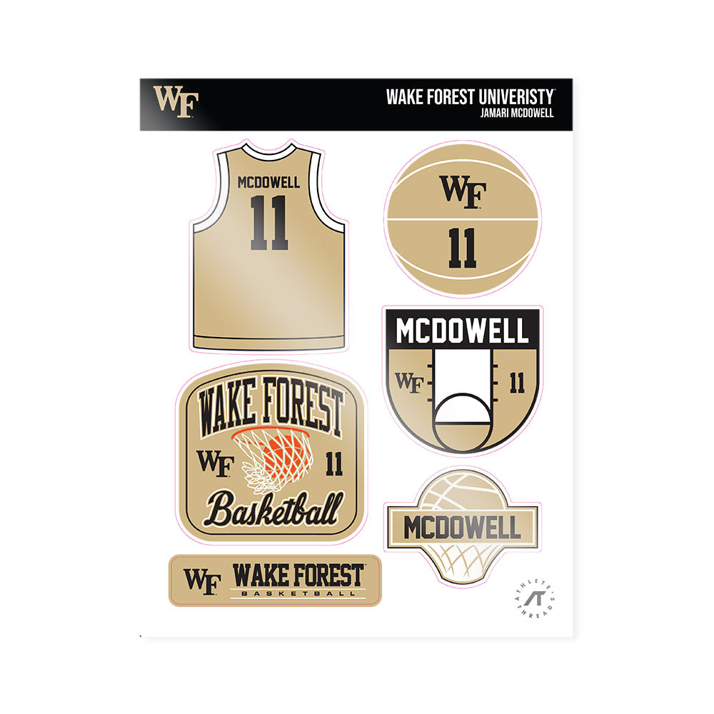Wake Forest - NCAA Men's Basketball : Jamari McDowell - Sticker Sheet-0