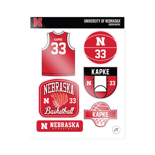 Nebraska - NCAA Men's Basketball : Boden Kapke - Sticker Sheet-0