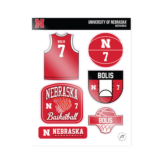 Nebraska - NCAA Men's Basketball : Justin Bolis - Sticker Sheet-0