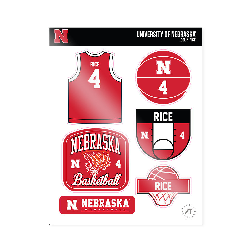 Nebraska - NCAA Men's Basketball : Colin Rice - Sticker Sheet-0