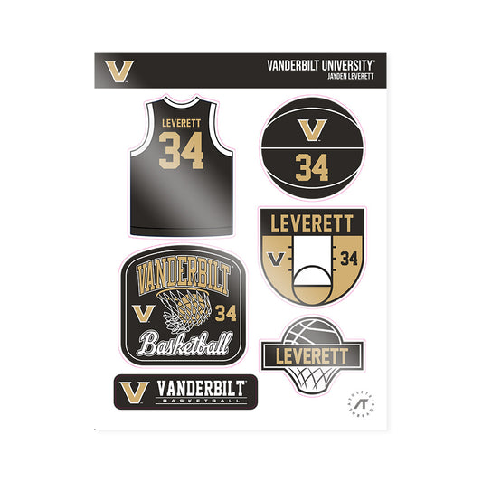 Vanderbilt - NCAA Men's Basketball : Jayden Leverett - Sticker Sheet-0