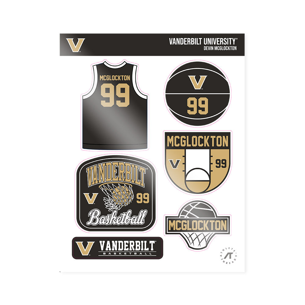 Vanderbilt - NCAA Men's Basketball : Devin Mcglockton - Sticker Sheet-0
