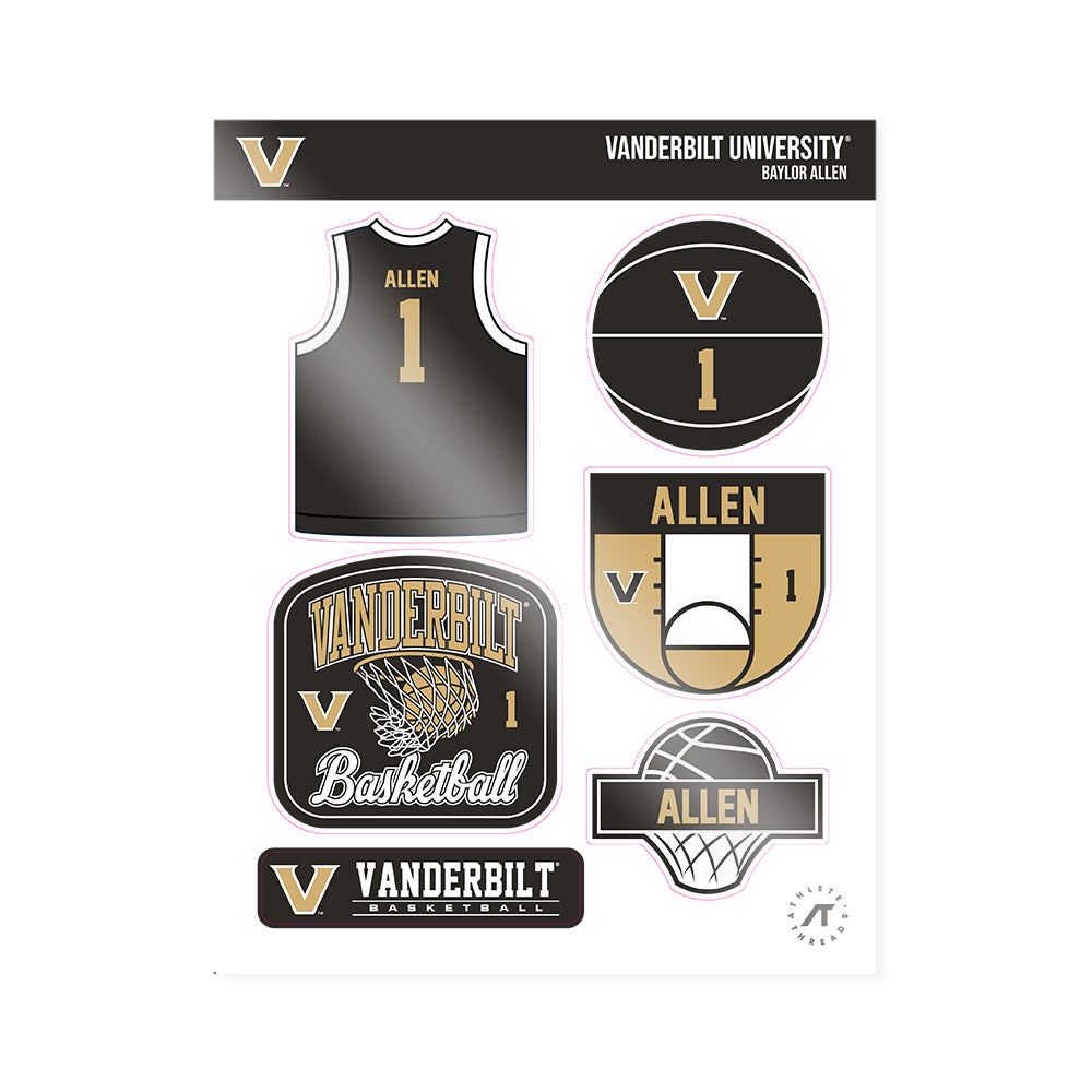 Vanderbilt - NCAA Men's Basketball : Baylor Allen - Sticker Sheet-0