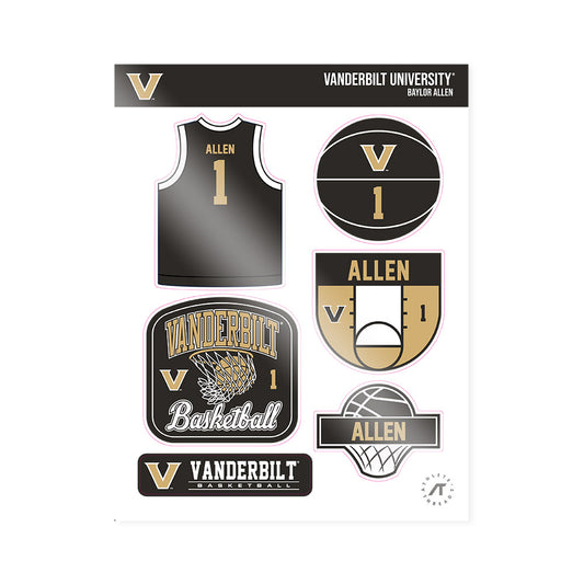 Vanderbilt - NCAA Men's Basketball : Baylor Allen - Sticker Sheet-0