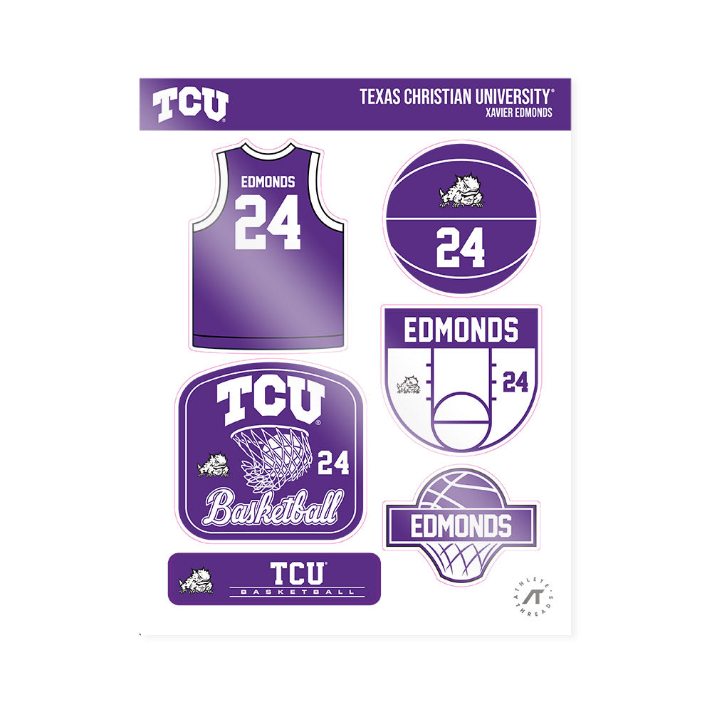 TCU - NCAA Men's Basketball : Xavier Edmonds - Sticker Sheet-0