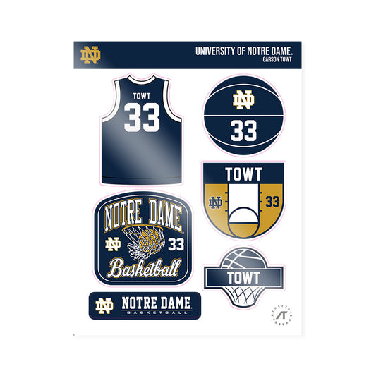 Notre Dame - NCAA Men's Basketball : Carson Towt - Sticker Sheet-0
