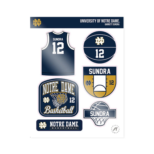 Notre Dame - NCAA Men's Basketball : Garrett Sundra - Sticker Sheet-0