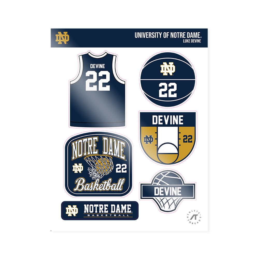 Notre Dame - NCAA Men's Basketball : Luke Devine - Sticker Sheet-0