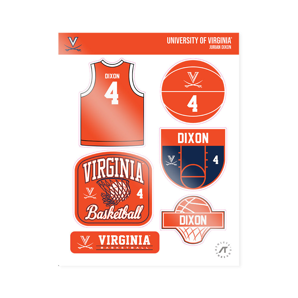 Virginia - NCAA Men's Basketball : Jurian Dixon - Sticker Sheet-0