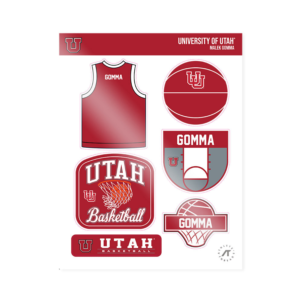 Utah - NCAA Men's Basketball : Malek Gomma - Sticker Sheet-0