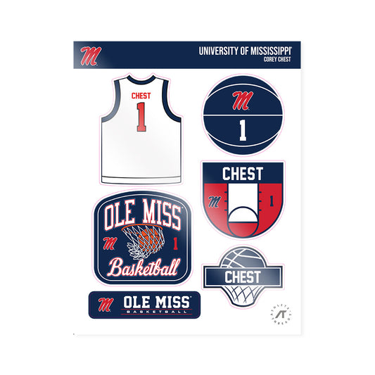 Ole Miss - NCAA Men's Basketball : Corey Chest - Sticker Sheet-0