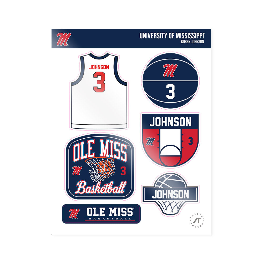 Ole Miss - NCAA Men's Basketball : Koren Johnson - Sticker Sheet-0