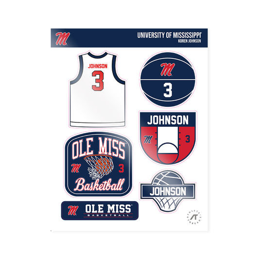 Ole Miss - NCAA Men's Basketball : Koren Johnson - Sticker Sheet-0