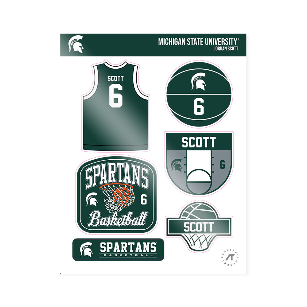 Michigan State - NCAA Men's Basketball : Jordan Scott - Sticker Sheet-0