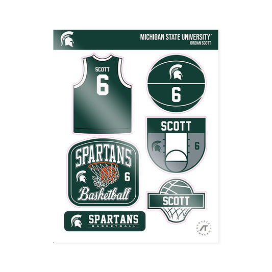 Michigan State - NCAA Men's Basketball : Jordan Scott - Sticker Sheet-0