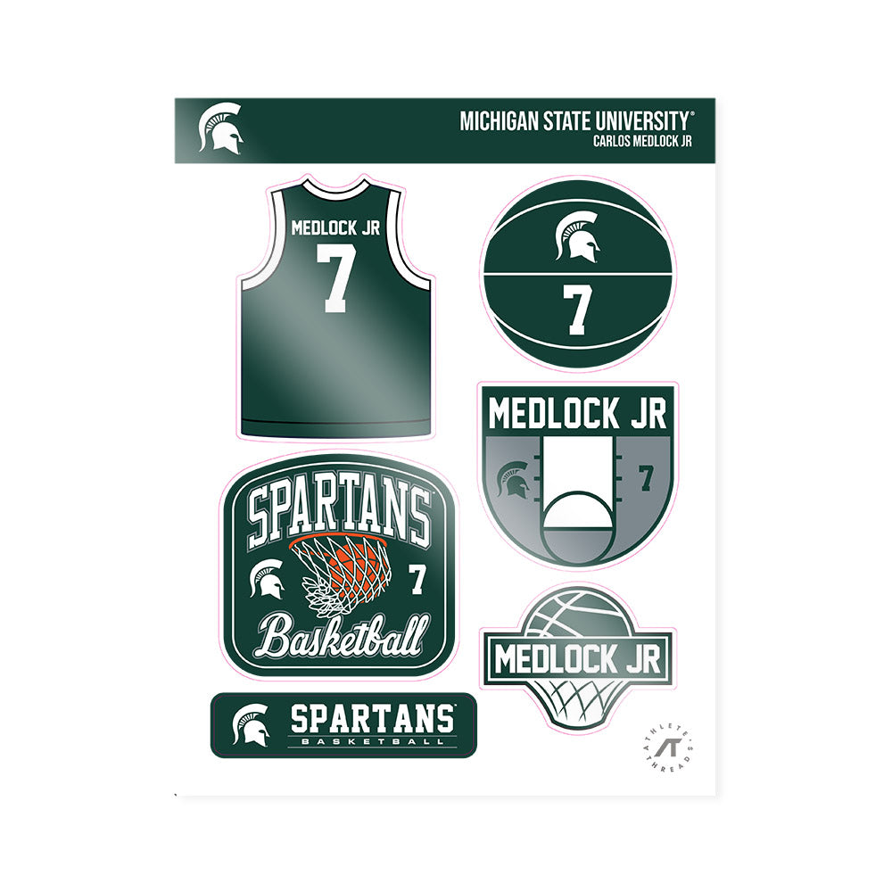 Michigan State - NCAA Men's Basketball : Carlos Medlock jr - Sticker Sheet-0
