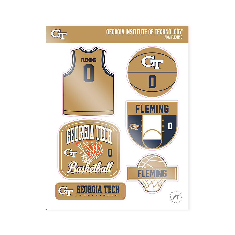 Georgia Tech - NCAA Men's Basketball : Akai Fleming - Sticker Sheet-0