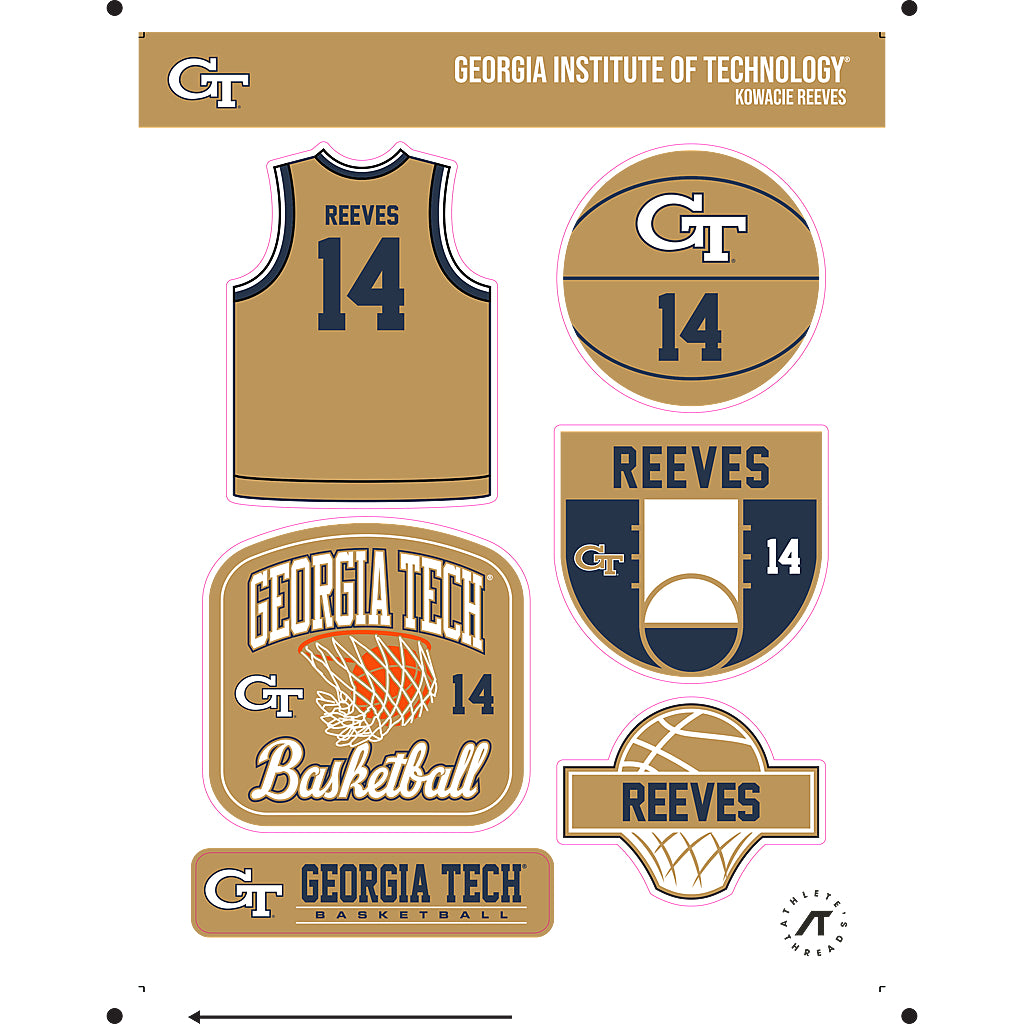 Georgia Tech - NCAA Men's Basketball : Kowacie Reeves - Sticker Sheet-0