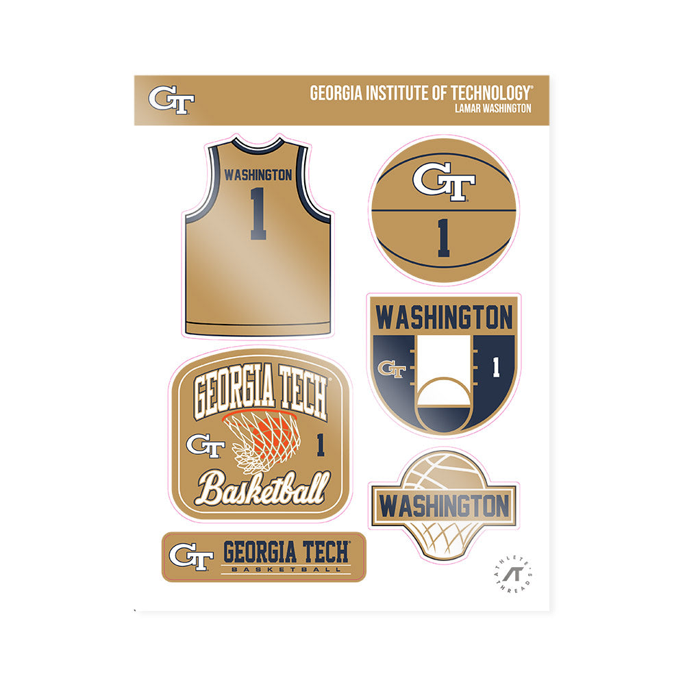 Georgia Tech - NCAA Men's Basketball : Lamar Washington - Sticker Sheet-0