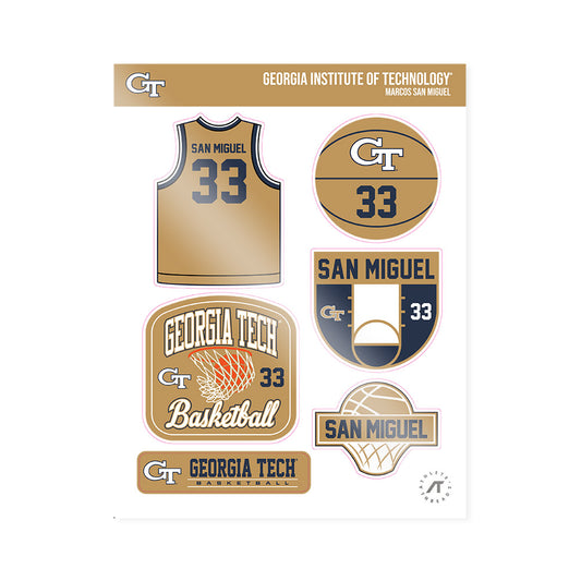Georgia Tech - NCAA Men's Basketball : Marcos San Miguel - Sticker Sheet-0