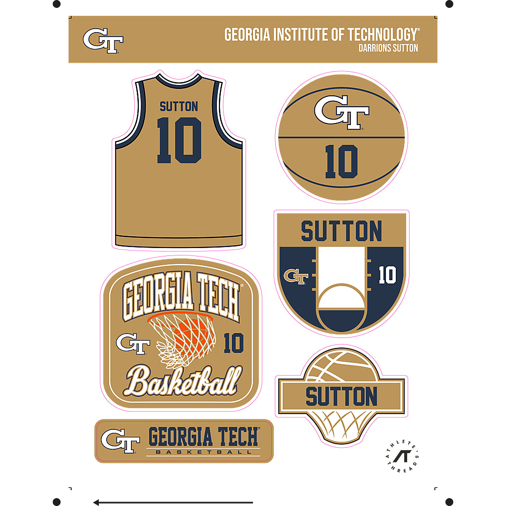 Georgia Tech - NCAA Men's Basketball : Darrions Sutton - Sticker Sheet-0