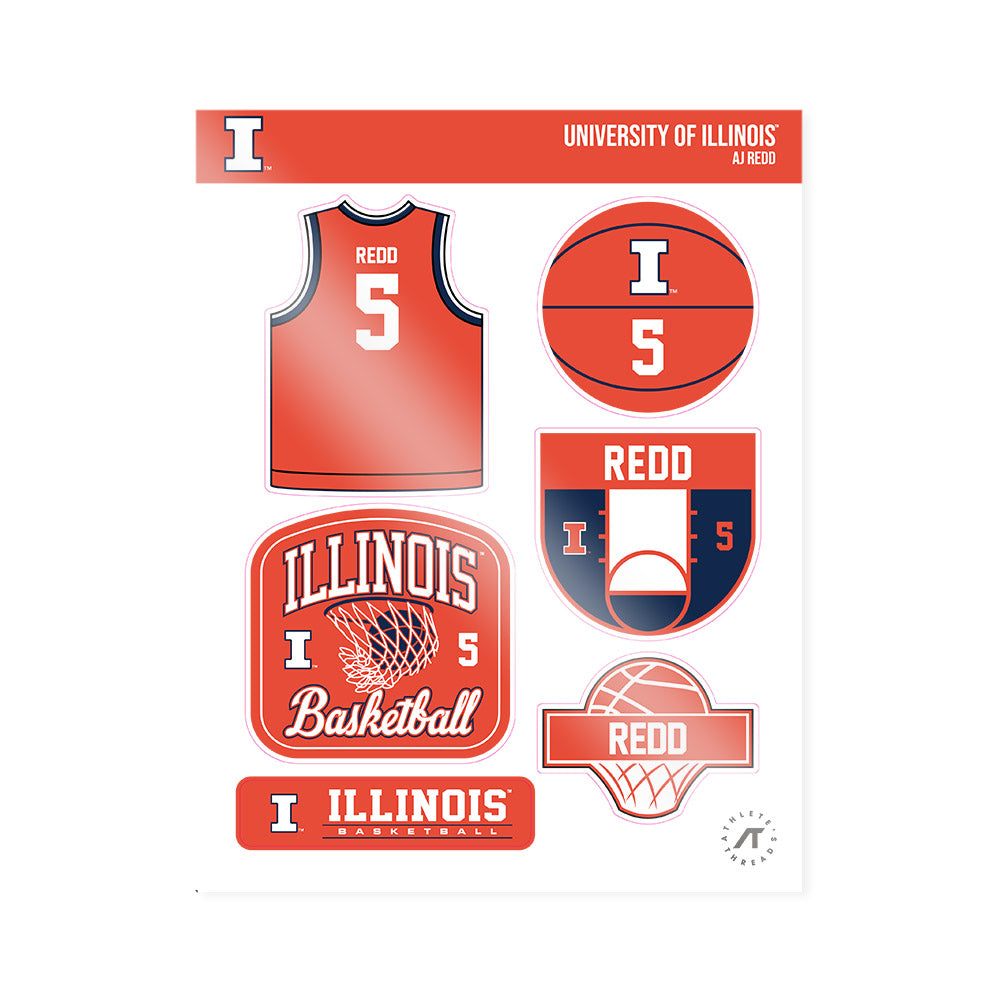 Illinois - NCAA Men's Basketball : AJ Redd - Sticker Sheet-0
