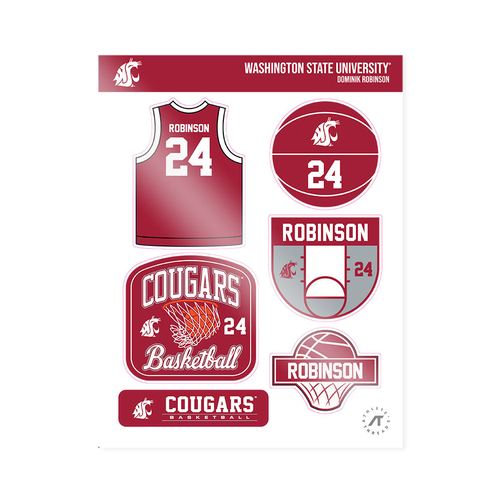 WSU - NCAA Men's Basketball : Dominik Robinson - Sticker Sheet-0