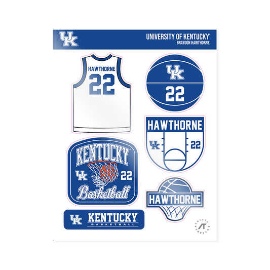 Kentucky - NCAA Men's Basketball : Braydon Hawthorne - Sticker Sheet-0