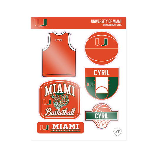 Miami - NCAA Men's Basketball : Somtochukwu Cyril - Sticker Sheet-0