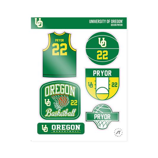 Oregon - NCAA Men's Basketball : Devon Pryor - Sticker Sheet-0
