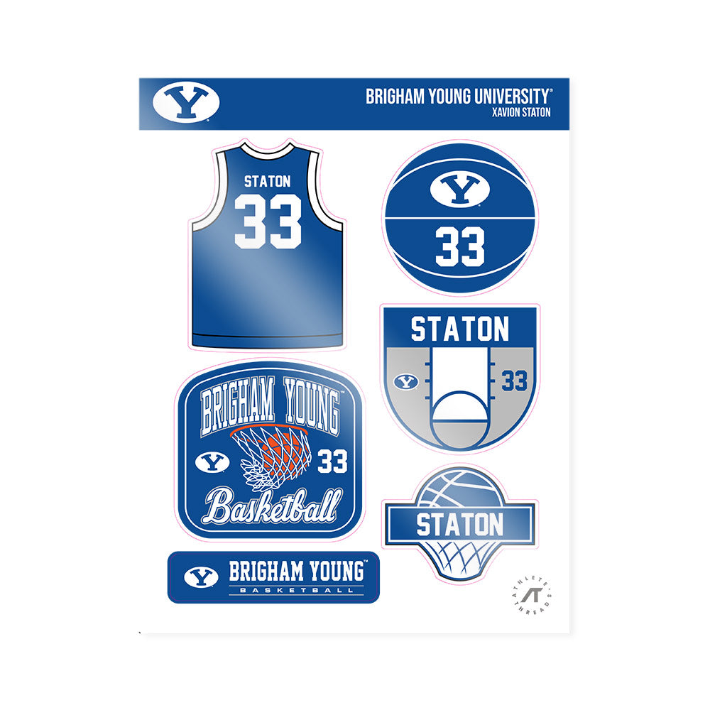 BYU - NCAA Men's Basketball : Xavion Staton - Sticker Sheet-0