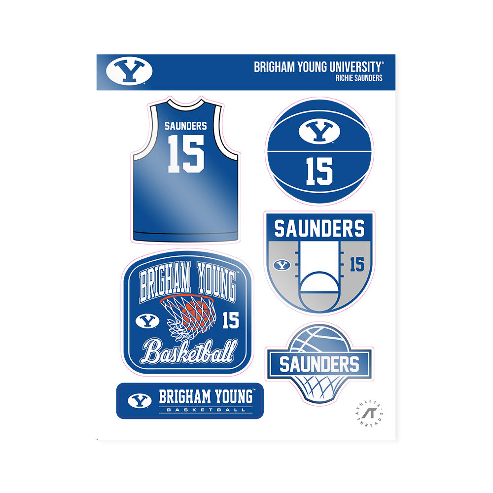 BYU - NCAA Men's Basketball : Richie Saunders - Sticker Sheet-0