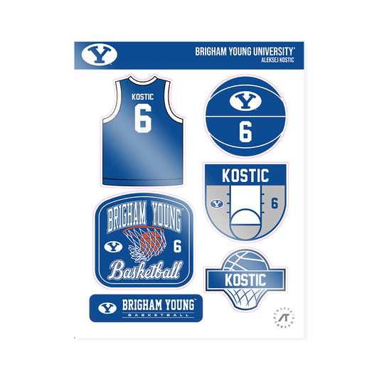 BYU - NCAA Men's Basketball : Aleksej Kostic - Sticker Sheet-0