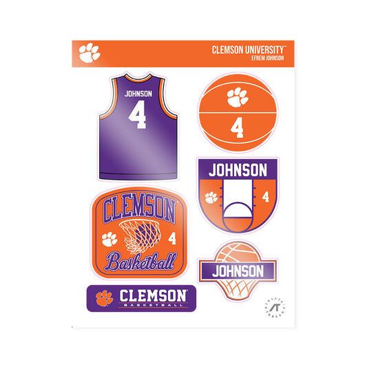 Clemson - NCAA Men's Basketball : Efrem Johnson - Sticker Sheet-0