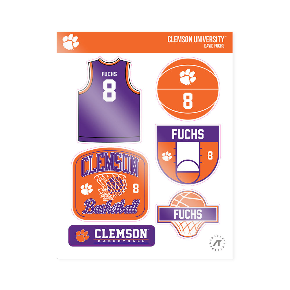 Clemson - NCAA Men's Basketball : David Fuchs - Sticker Sheet-0