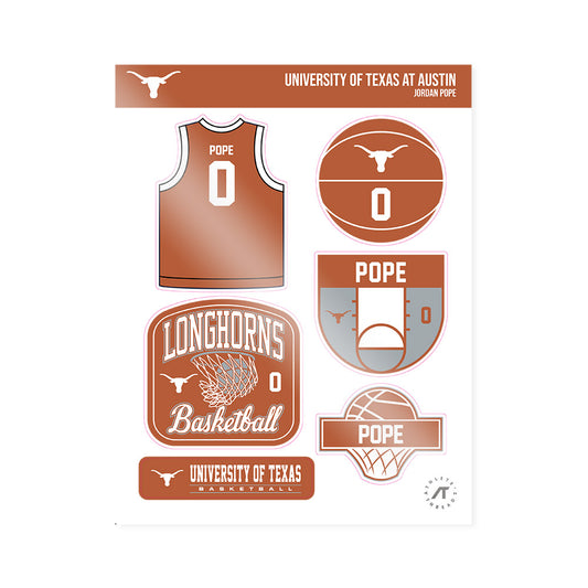 Texas - NCAA Men's Basketball : Jordan Pope - Sticker Sheet-0