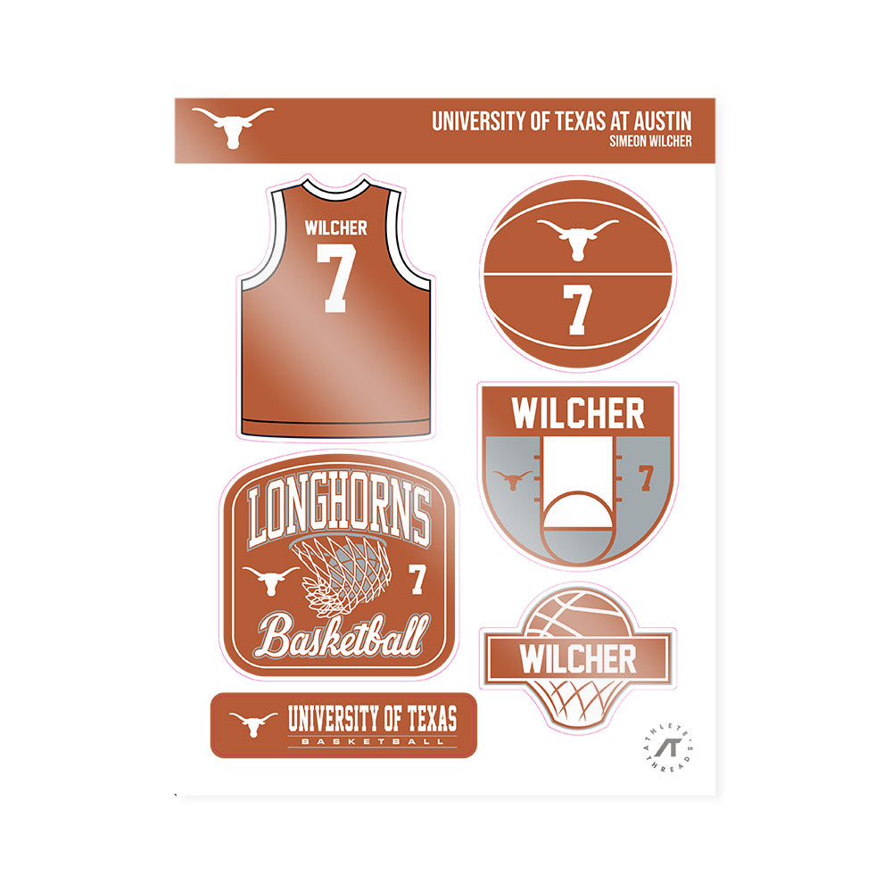 Texas - NCAA Men's Basketball : Simeon Wilcher - Sticker Sheet-0