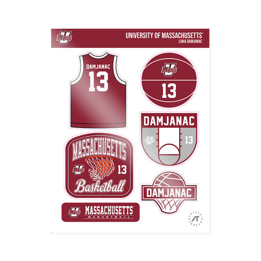 UMass - NCAA Men's Basketball : Luka Damjanac - Sticker Sheet-0