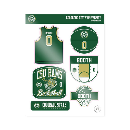 Colorado State - NCAA Men's Basketball : Carey Booth - Sticker Sheet-0