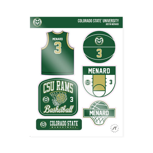 Colorado State - NCAA Men's Basketball : Justin Menard - Sticker Sheet-0