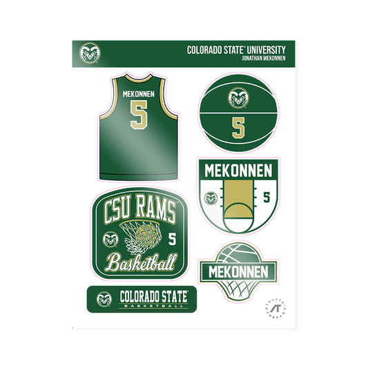 Colorado State - NCAA Men's Basketball : Jonathan Mekonnen - Sticker Sheet-0