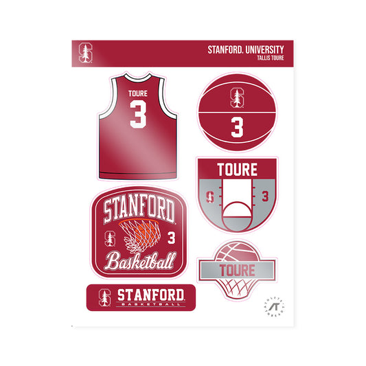 Stanford - NCAA Men's Basketball : Tallis Toure - Sticker Sheet-0